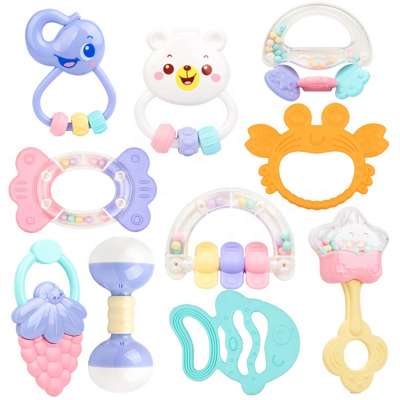 Baby Rattles Teether Toys-Silicone Teething Toys-Infant Bell Rattle Set with Storage Box for Baby Toys 3-6 Months